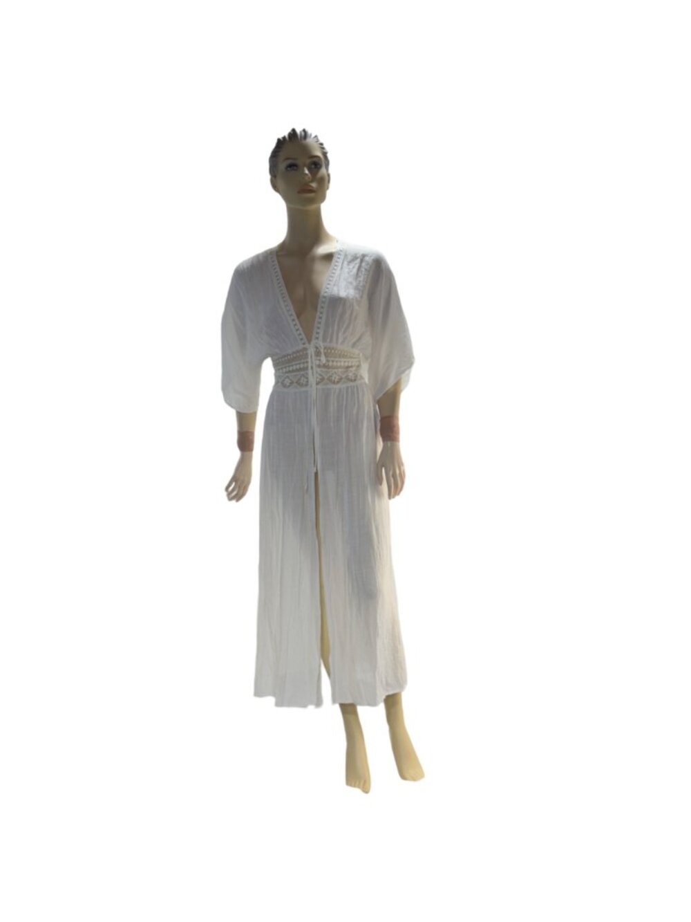Blue Rain White Crochet Maxi Kimono Cardigan XS Francescas - Picture 2 of 11